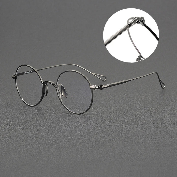 Black Mask Unisex Full Rim Round Titanium Eyeglasses 2152 Full Rim Black Mask   