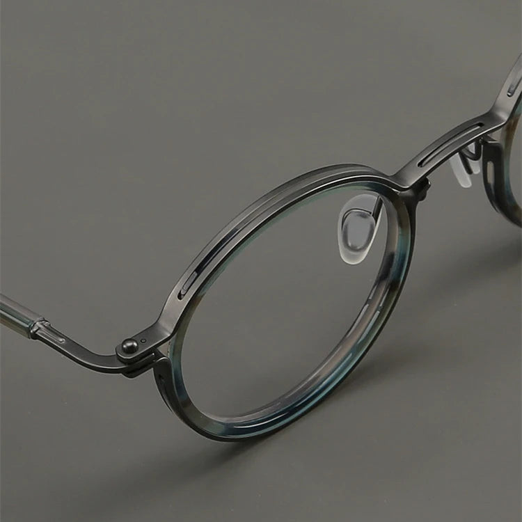 Black Mask Unisex Full Rim Round Titanium Eyeglasses BM-5862
