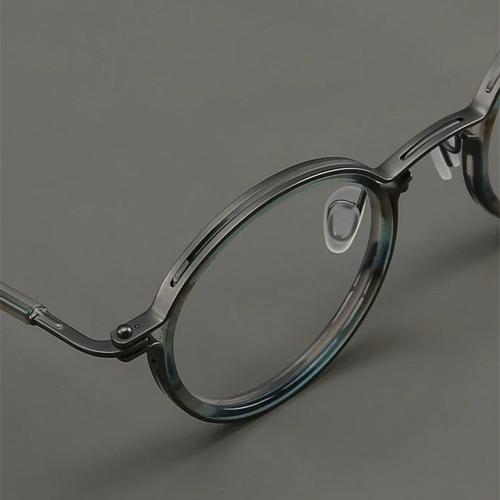 Black Mask Unisex Full Rim Round Titanium Eyeglasses BM-5862