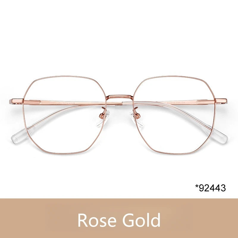 Yimaruili Unisex Full Rim Flat Top Oval Titanium Alloy Eyeglasses 3244 Full Rim Yimaruili Eyeglasses Rose Gold  