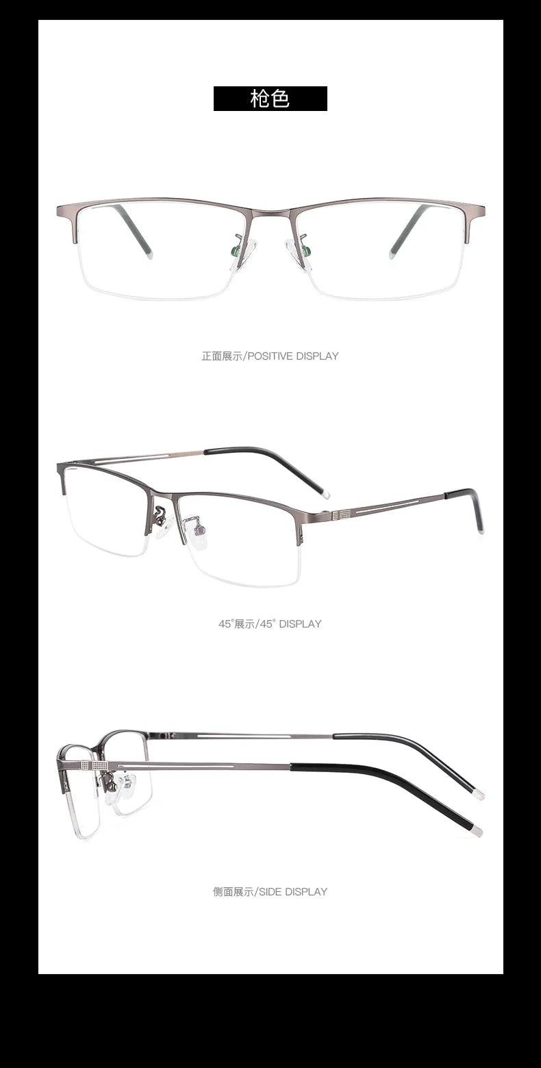 Reven Jate Men's Semi Rim Square Alloy Eyeglasses 990070 Semi Rim Reven Jate   