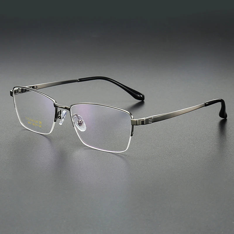 Muzz Men's Semi Rim Big Brow Line Square Titanium Eyeglasses 82912