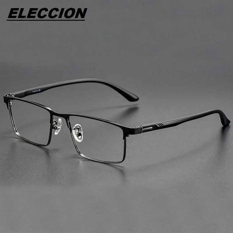 Eleccion Unisex Full Rim Square Titanium Alloy Eyeglasses 9952 Full Rim Eleccion Black - Grey