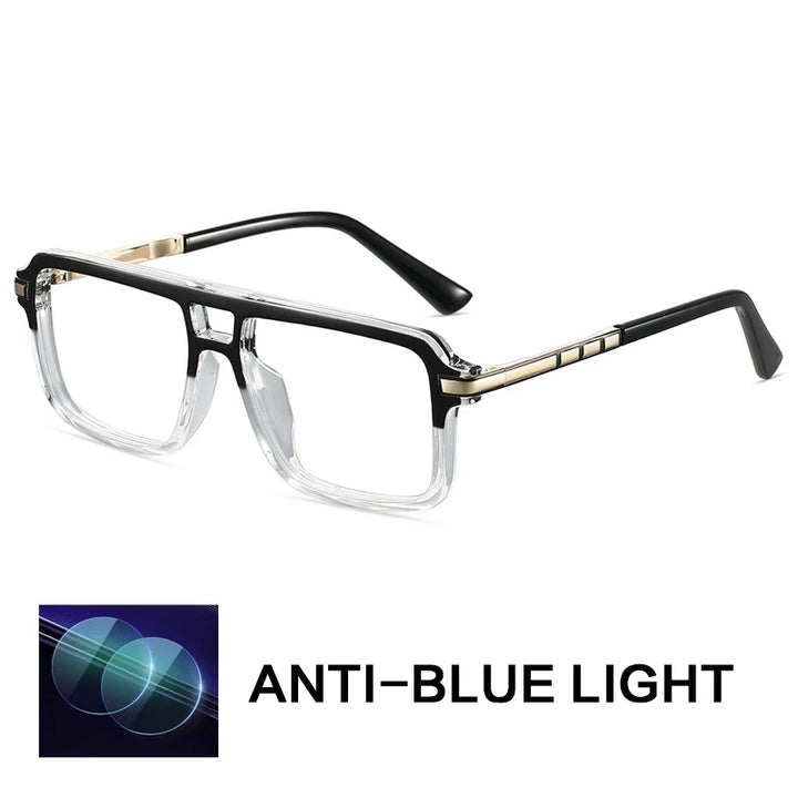 Gatenac Unisex Full Rim Square Double Bridge Tr 90 Titanium Reading Glasses G84004