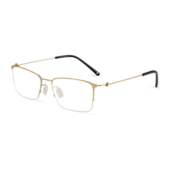 Black Mask Unisex Semi Rim Square Titanium Eyeglasses BM-X8203