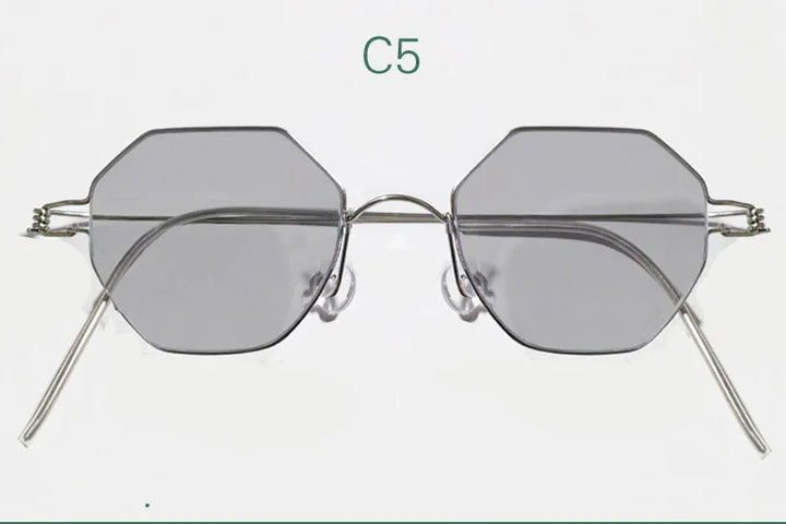 Yujo Unisex Full Rim Polygonal Custom Steel Sunglasses 14134
