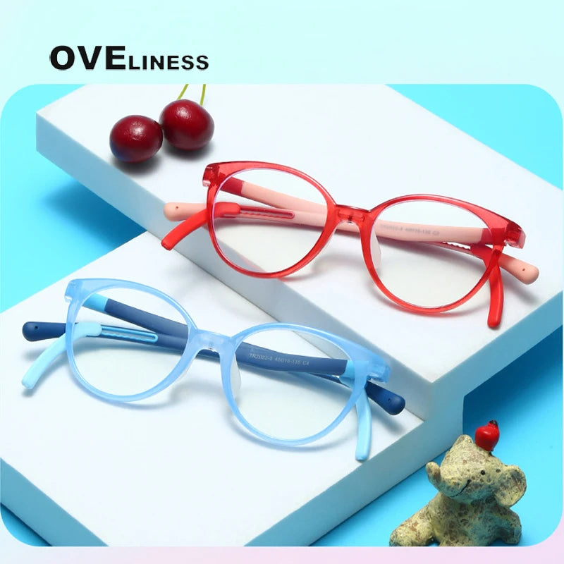 Oveliness Unisex Youth's Full Rim Round Tr 90 Titanium Eyeglasses T2022 Full Rim Oveliness   