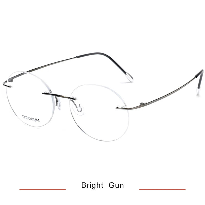 Brightzone Women's Rimless Round Titanium Eyeglasses 71612 Rimless Brightzone Bright Gun