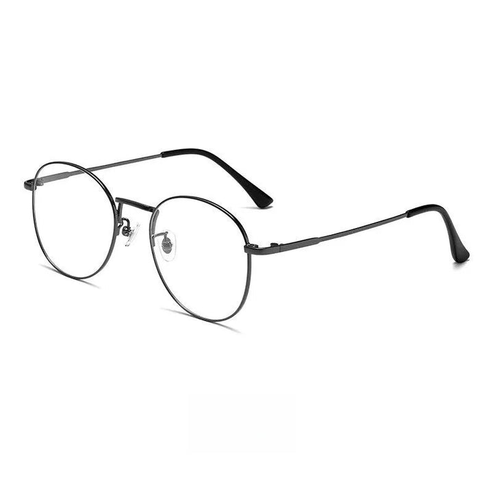 Yimaruili Men's Full Rim Round Titanium Alloy Eyeglasses 9254 Full Rim Yimaruili Eyeglasses Gun  