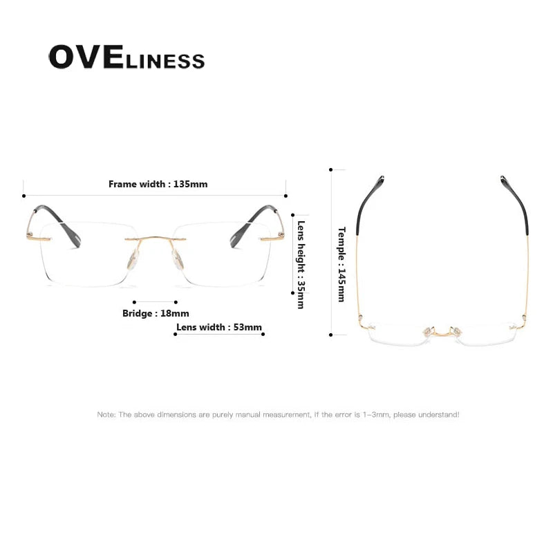 Oveliness Women's Rimless Square Titanium Eyeglasses 80965