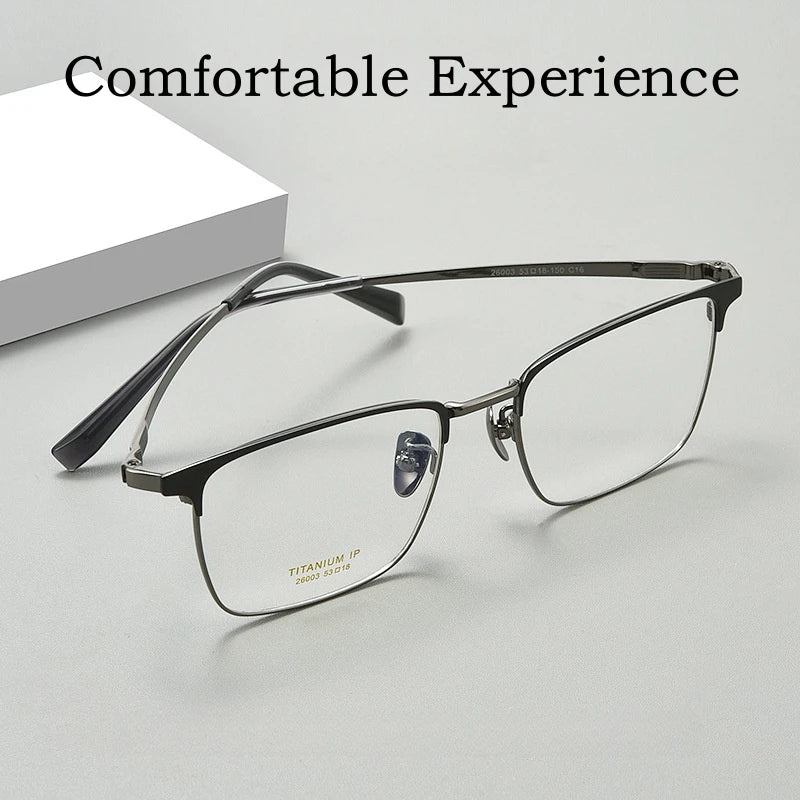 Yimaruili Men's Full Rim Square Titanium Eyeglasses Y26003 Full Rim Yimaruili Eyeglasses   