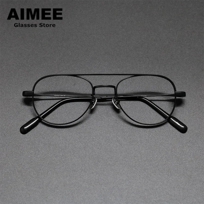 Aimee Unisex Full Rim Oval Double Bridge Titanium Eyeglasses 8040 Full Rim Aimee   