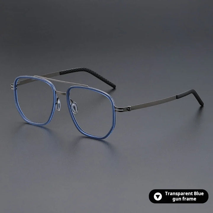 Momoja Unisex Full Rim Oval Double Bridge Acetate Titanium Eyeglasses 698012