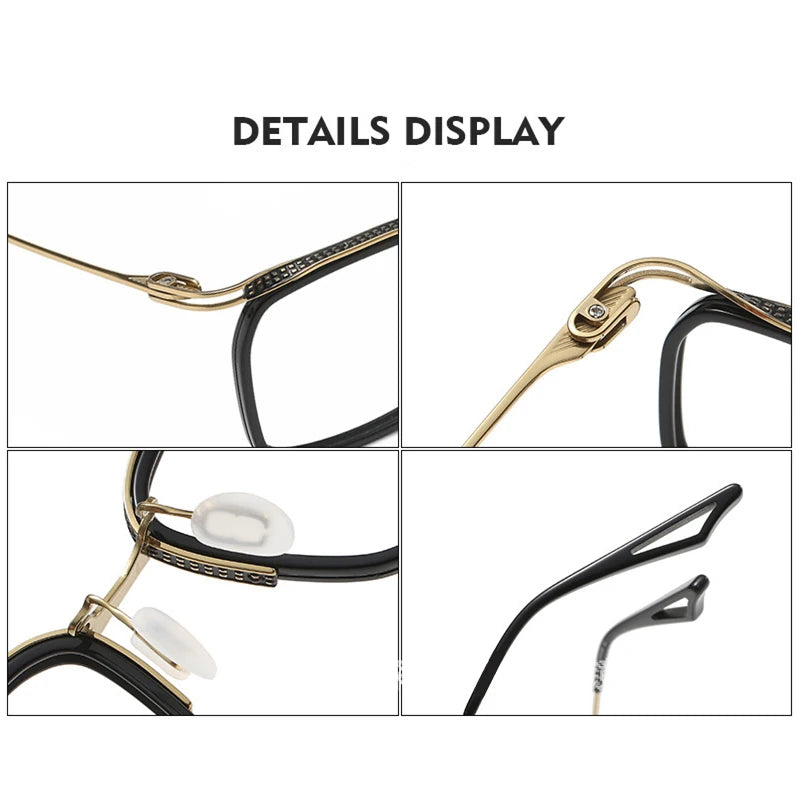 Black Mask Unisex Full Rim Square Titanium Acetate Eyeglasses H8086 Full Rim Black Mask   