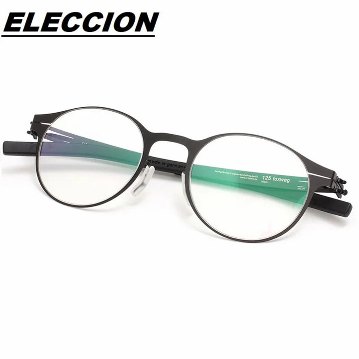 Eleccion Women's Full Rim Round Screwless Steel Eyeglasses 91125