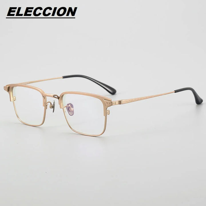 Eleccion Unisex Full Rim Square Titanium Eyeglasses 14405 Full Rim Eleccion Gold CHINA