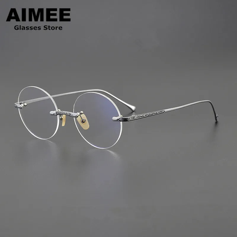 Aimee Unisex Rimless Round Titanium Eyeglasses 59334 Rimless Aimee   