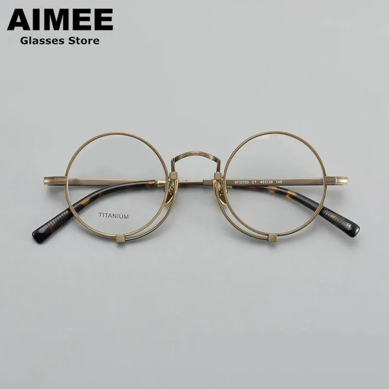 Aimee Unisex Full Rim Round Titanium Acetate Eyeglasses 369153