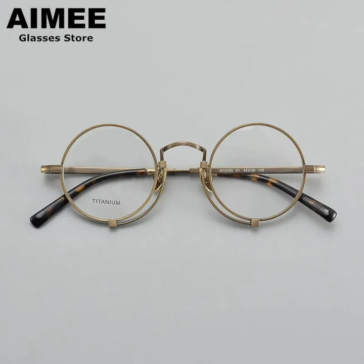 Aimee Unisex Full Rim Round Titanium Acetate Eyeglasses 369153