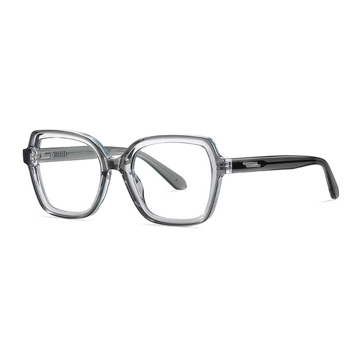 Ralferty Women's Full Rim Flat Top Oval Acetate Eyeglasses D8817 Full Rim Ralferty C724 Light Gray China 