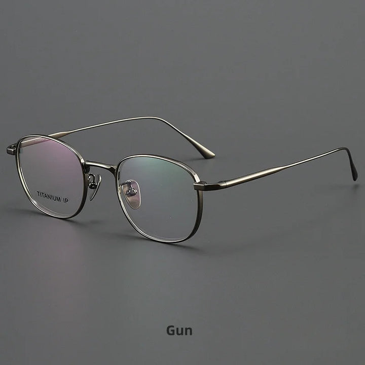 KatKani Men's Full Rim Square Titanium Eyeglasses 10518 Full Rim KatKani Eyeglasses Gun  