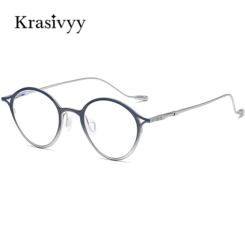 Krasivyy Unisex Full Rim Round Screwless Titanium Eyeglasses 45926