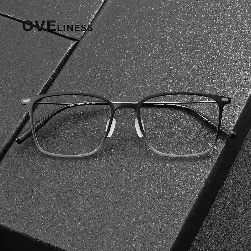 Oveliness Women's Full Rim Square Acetate Titanium Eyeglasses 8673 Full Rim Oveliness   