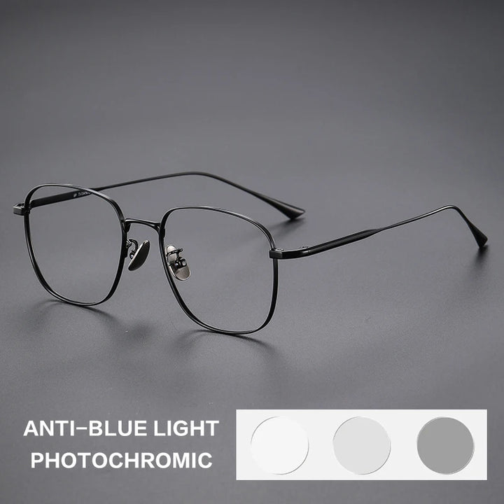 Gatenac Unisex Full Rim Polygon Titanium Photochromic Reading Glasses 531845