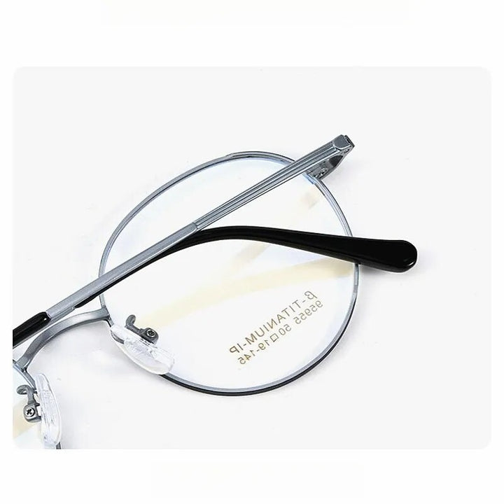 Yimaruili Unisex Full Rim Small Round Titanium Eyeglasses 95955bt Full Rim Yimaruili Eyeglasses   