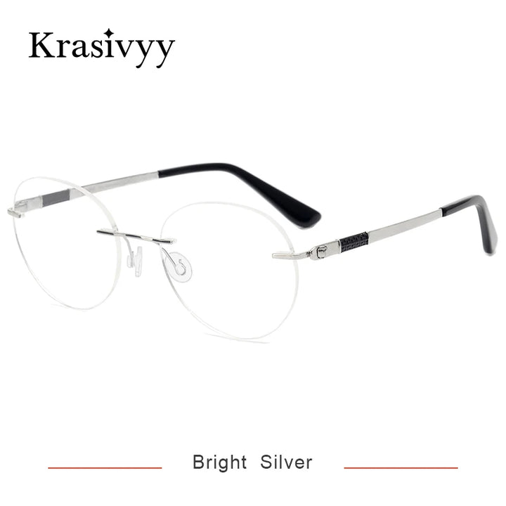 Krasivyy Women's Rimless Flat Top Round Titanium Eyeglasses 385012