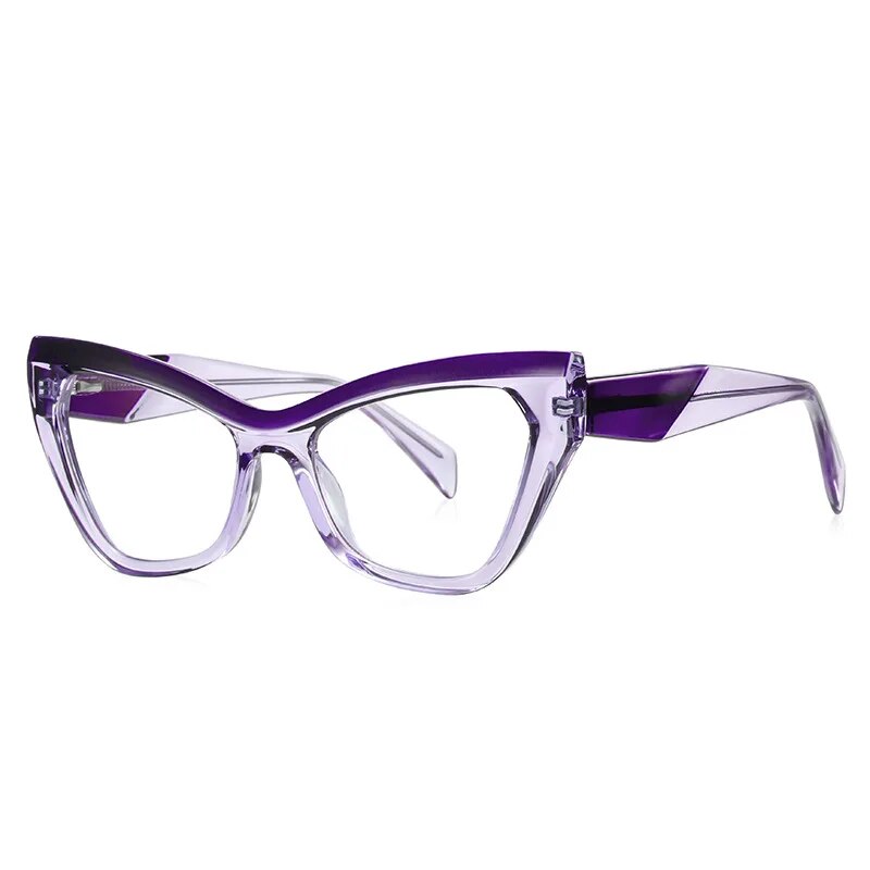 CCSpace Women's Full Rim Cat Eye Tr 90 Titanium Eyeglasses 57062 Full Rim CCspace C5Purple  
