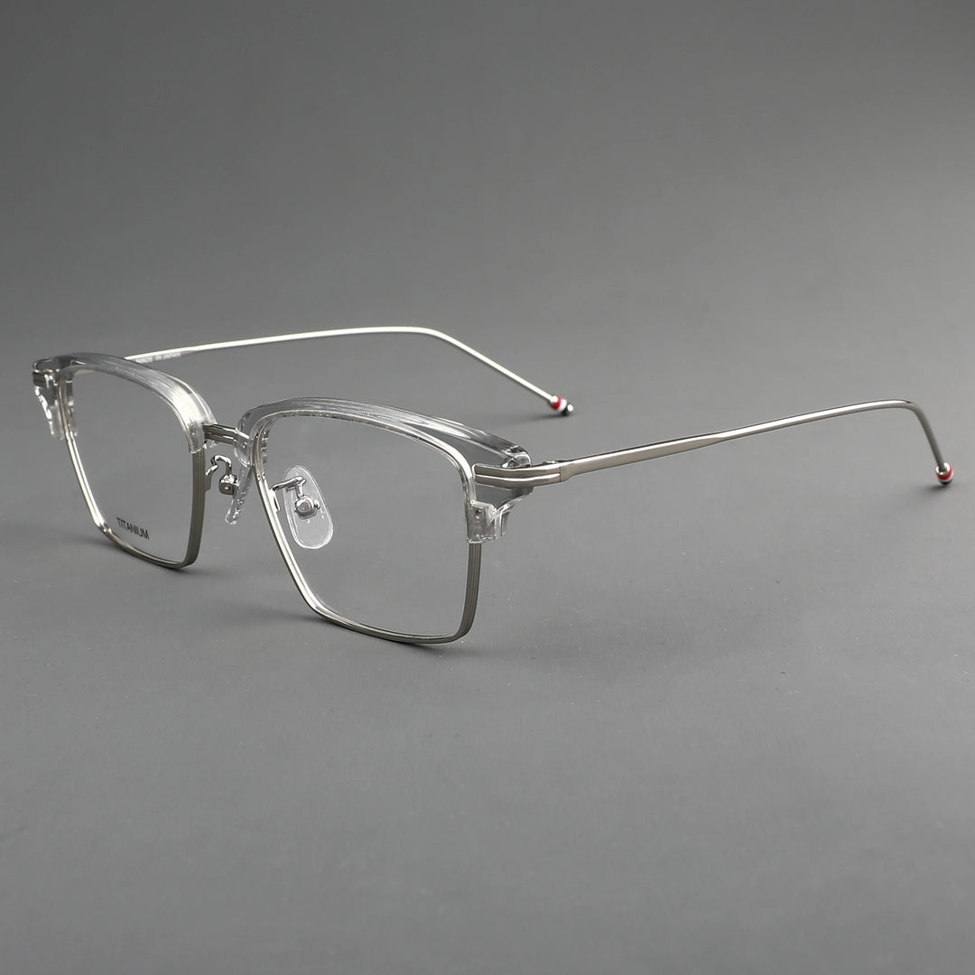Muzz Men's Full Rim Square Titanium Acetate Eyeglasses 0422 Full Rim Muzz C3  