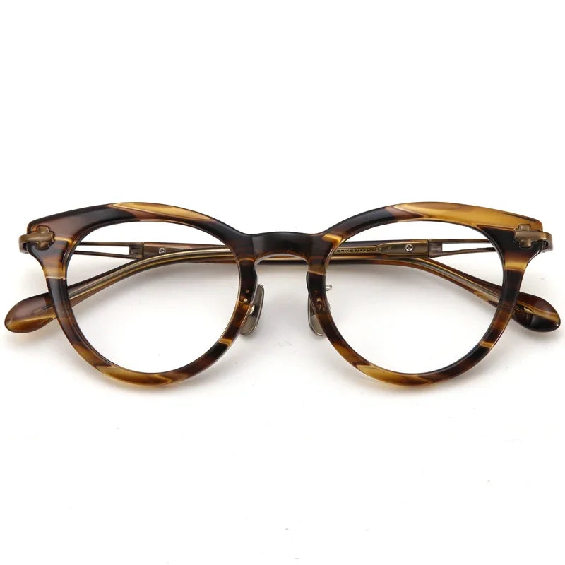 Aror Unisex Full Rim Oval Round Acetate Titanium Eyeglasses 39546 Full Rim Aror