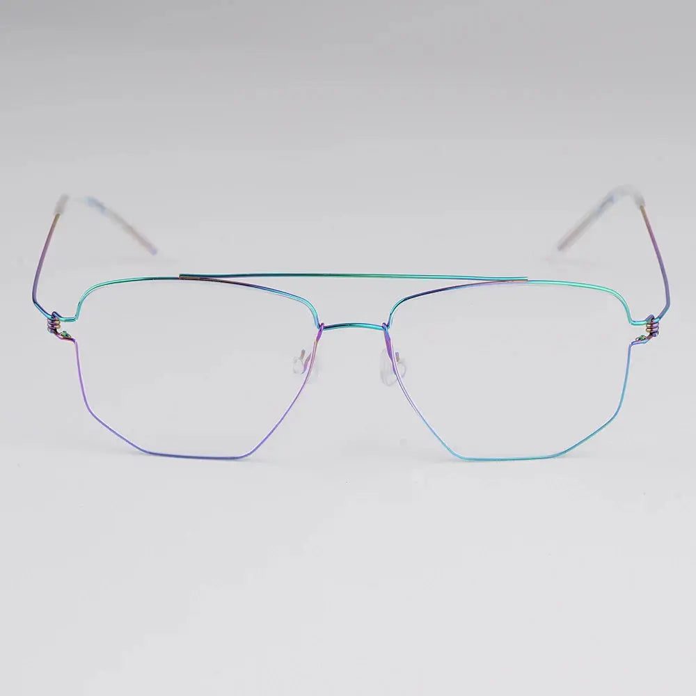 Bobbie 165342 Unisex Full Rim Square Double Bridge Titanium Frames FuzWeb