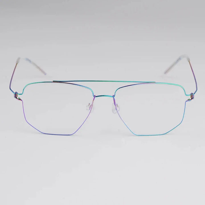 Bobbie 165342 Unisex Full Rim Square Double Bridge Titanium Frames FuzWeb
