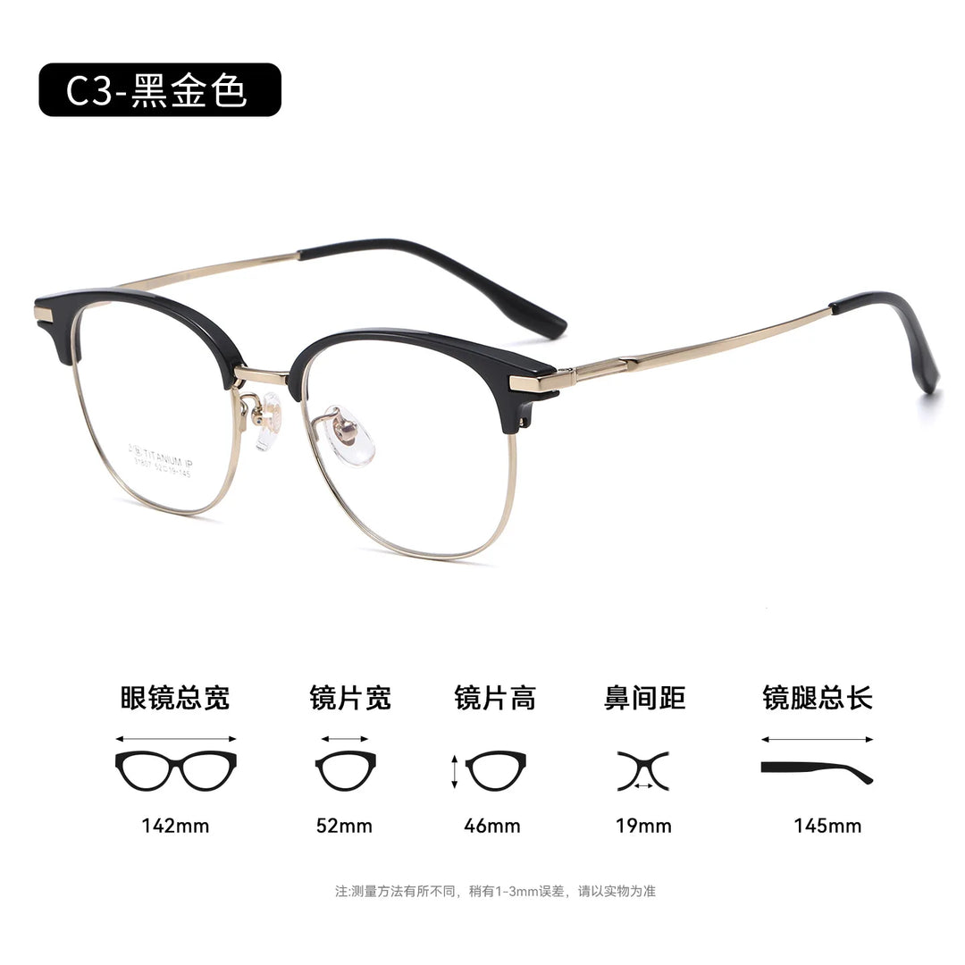 Bclear Unisex Full Rim Browline Titanium Eyeglasses SM-31807