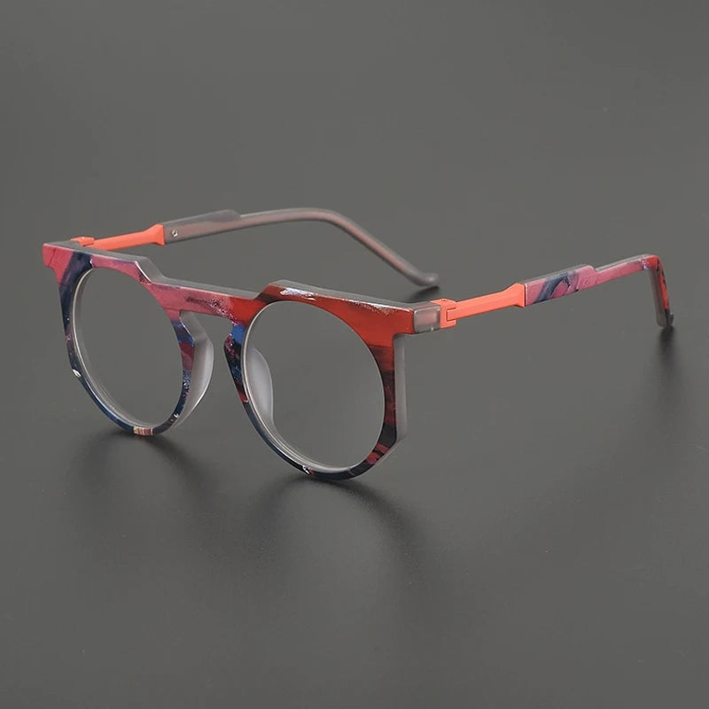 Gatenac Unisex Full Rim Round Brow Line Acetate Eyeglasses G9399