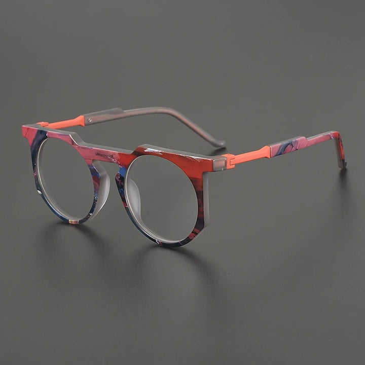 Gatenac Unisex Full Rim Round Brow Line Acetate Eyeglasses G9399