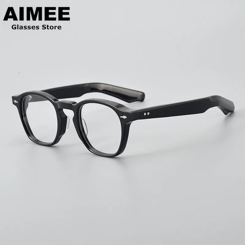 Aimee Unisex Full Rim Oval Round Thick Acetate Eyeglasses 101313 Full Rim Aimee Black  