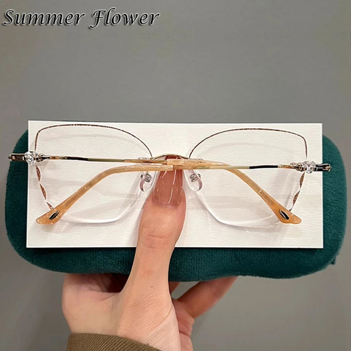 Summer Flower Women's Full Rim Square Cat Eye Titanium Eyeglasses 213517 Full Rim Summer Flower