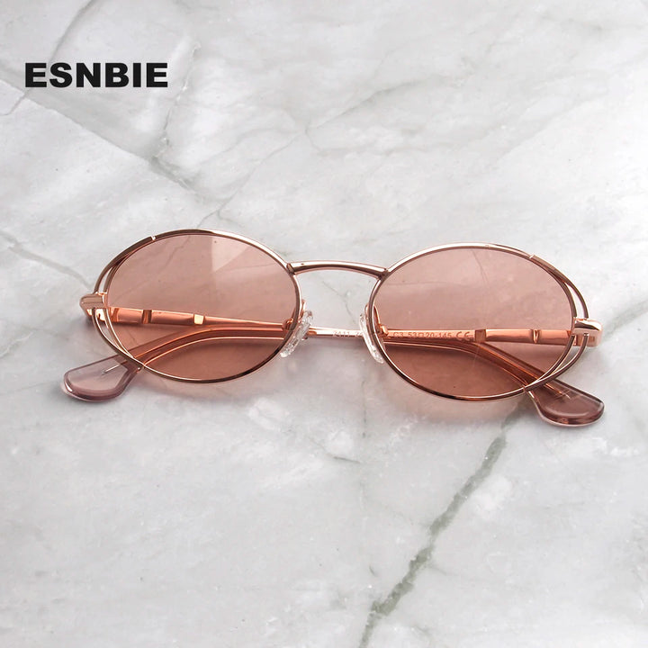 Esnbie Women's Full Rim Round Oval Alloy Sunglasses 24022