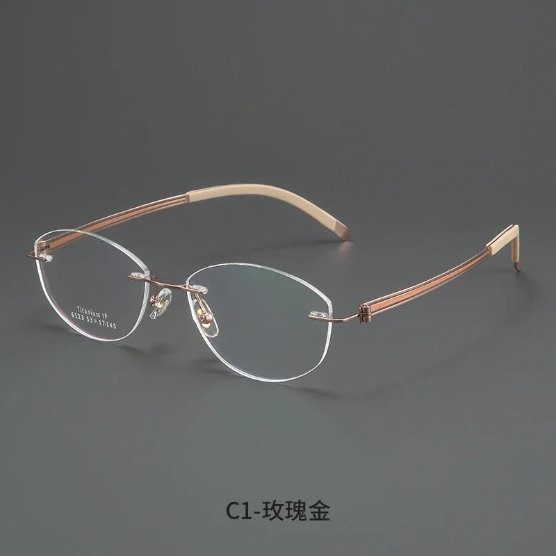 Bclear Women Rimless Cat Eye Titanium Eyeglasses MY-6123