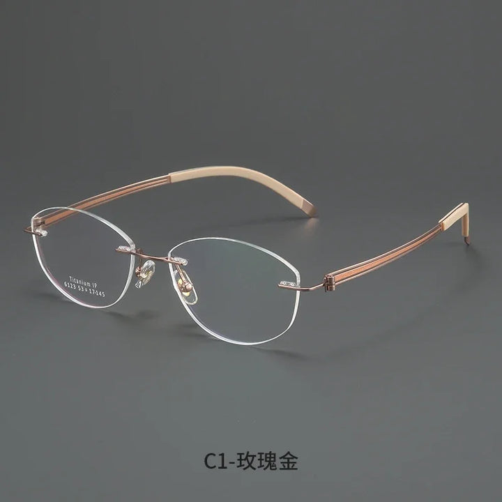 Bclear Women Rimless Cat Eye Titanium Eyeglasses MY-6123