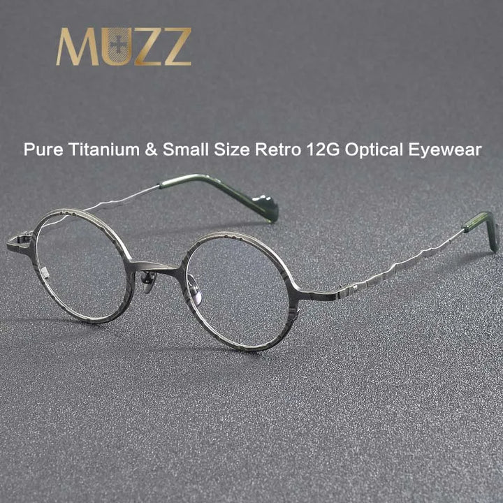 Muzz Men's Full Rim Small Round Titanium Eyeglasses 44212 Full Rim Muzz   