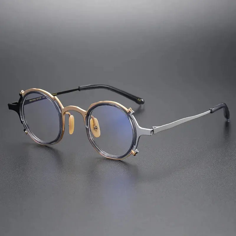 Aror Unisex Full Rim Irregular Round Titanium Eyeglasses 44983.