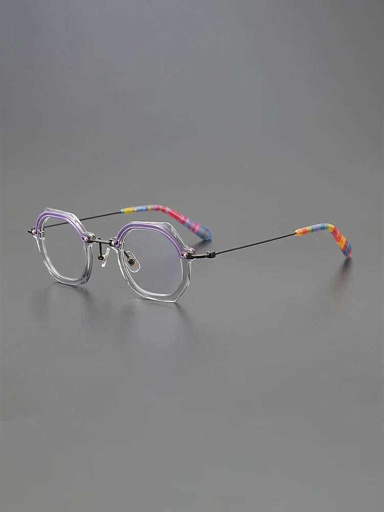 Nobler Unisex Full Rim Flat Top Round Titanium Acetate Eyeglasses P065 Full Rim Nobler   