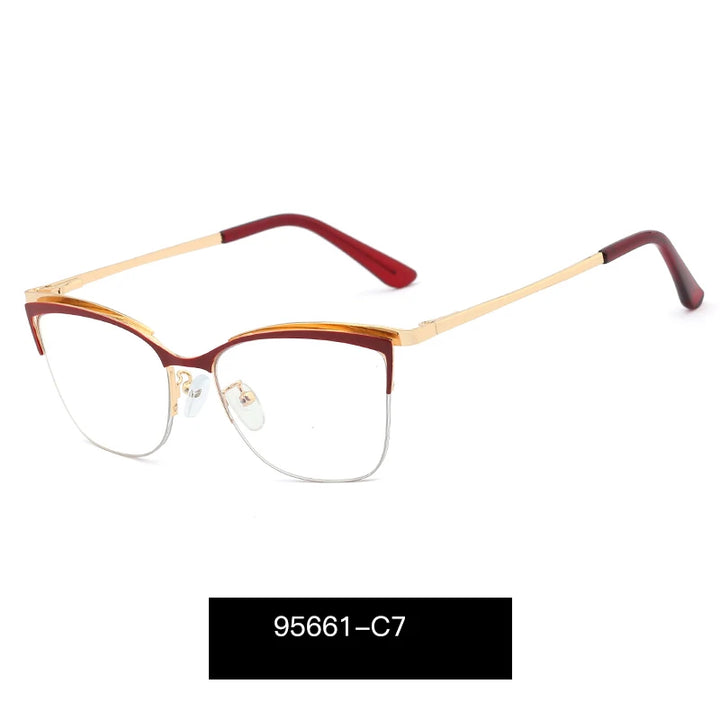 Handoer Women's Full Rim Oval Cat Eye Alloy Eyeglasses 95661