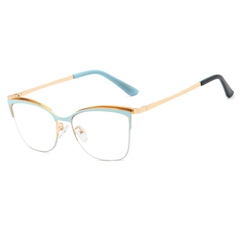 Handoer Women's Full Rim Oval Cat Eye Alloy Eyeglasses 95661