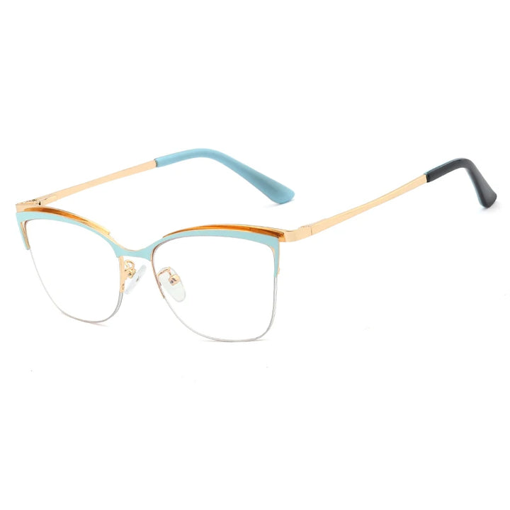 Handoer Women's Full Rim Oval Cat Eye Alloy Eyeglasses 95661