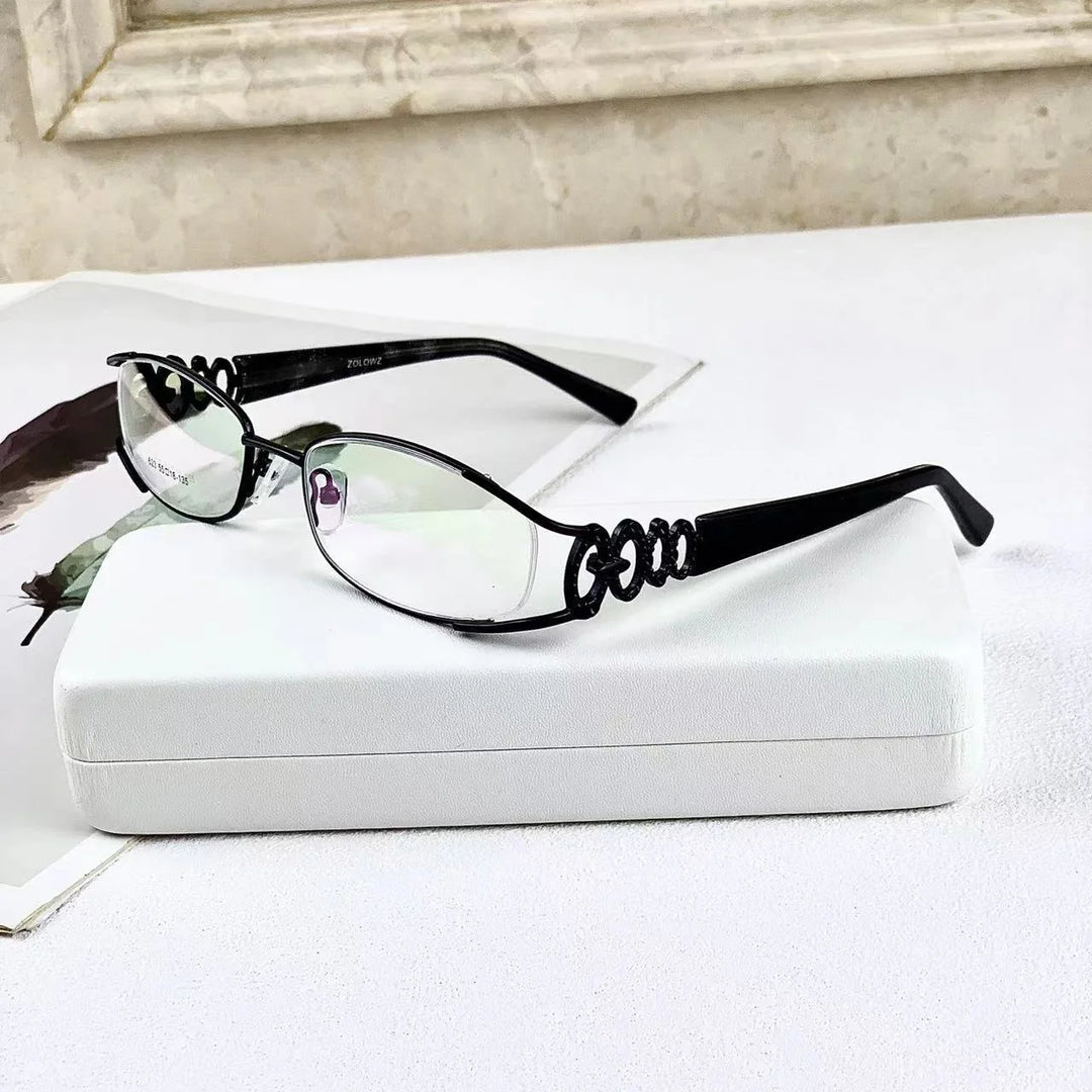 Cubojue Women's Full Rim Oval Alloy Acetate Reading Glasses 49623 Reading Glasses Cubojue +400 black